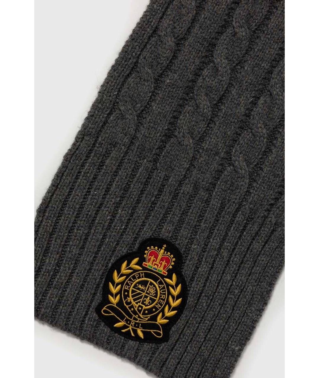 POLO RALPH LAUREN Серый шерстяной шарф, фото 3