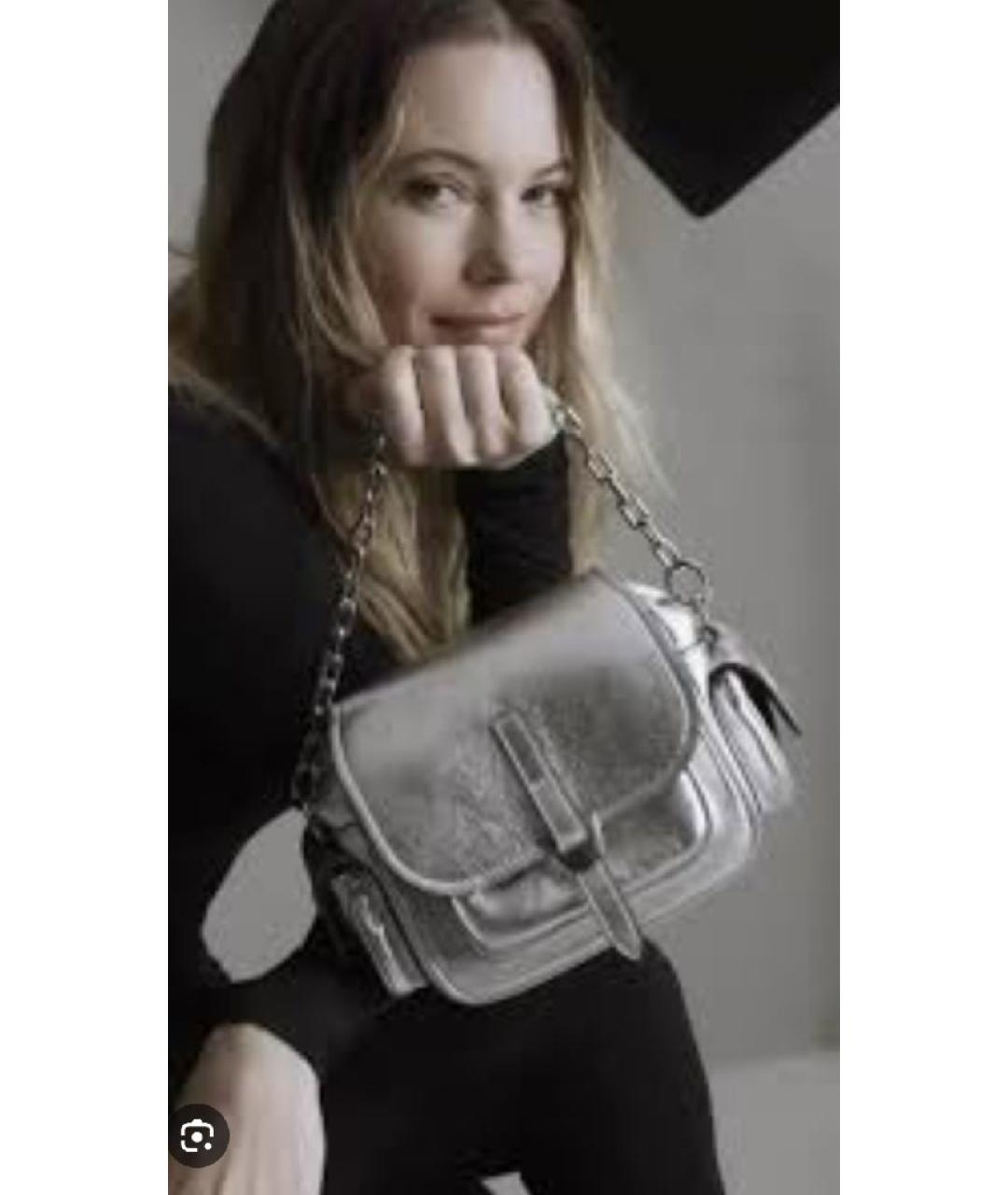 COCCINELLE Серебряная кожаная сумка через плечо, фото 4