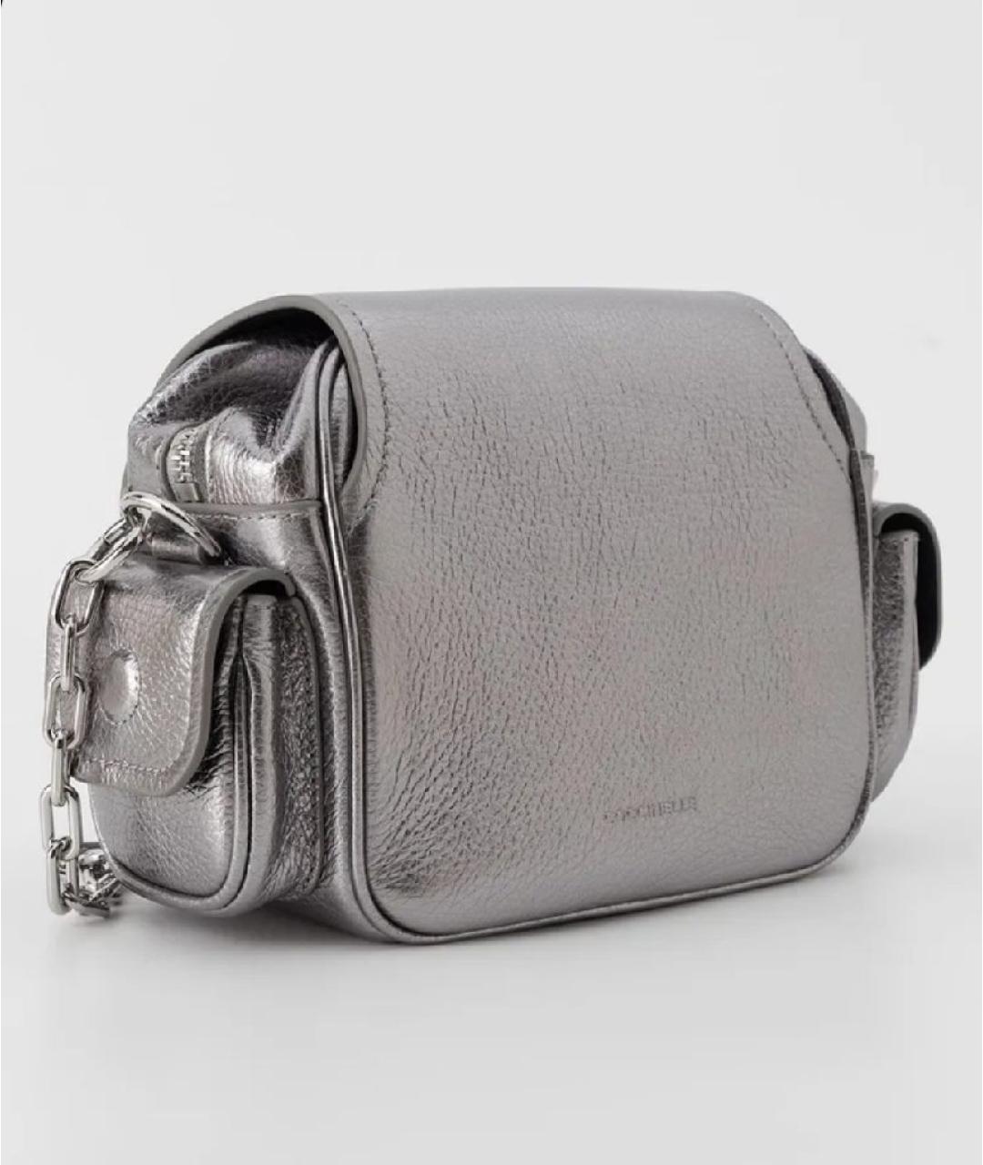 COCCINELLE Серебряная кожаная сумка через плечо, фото 2