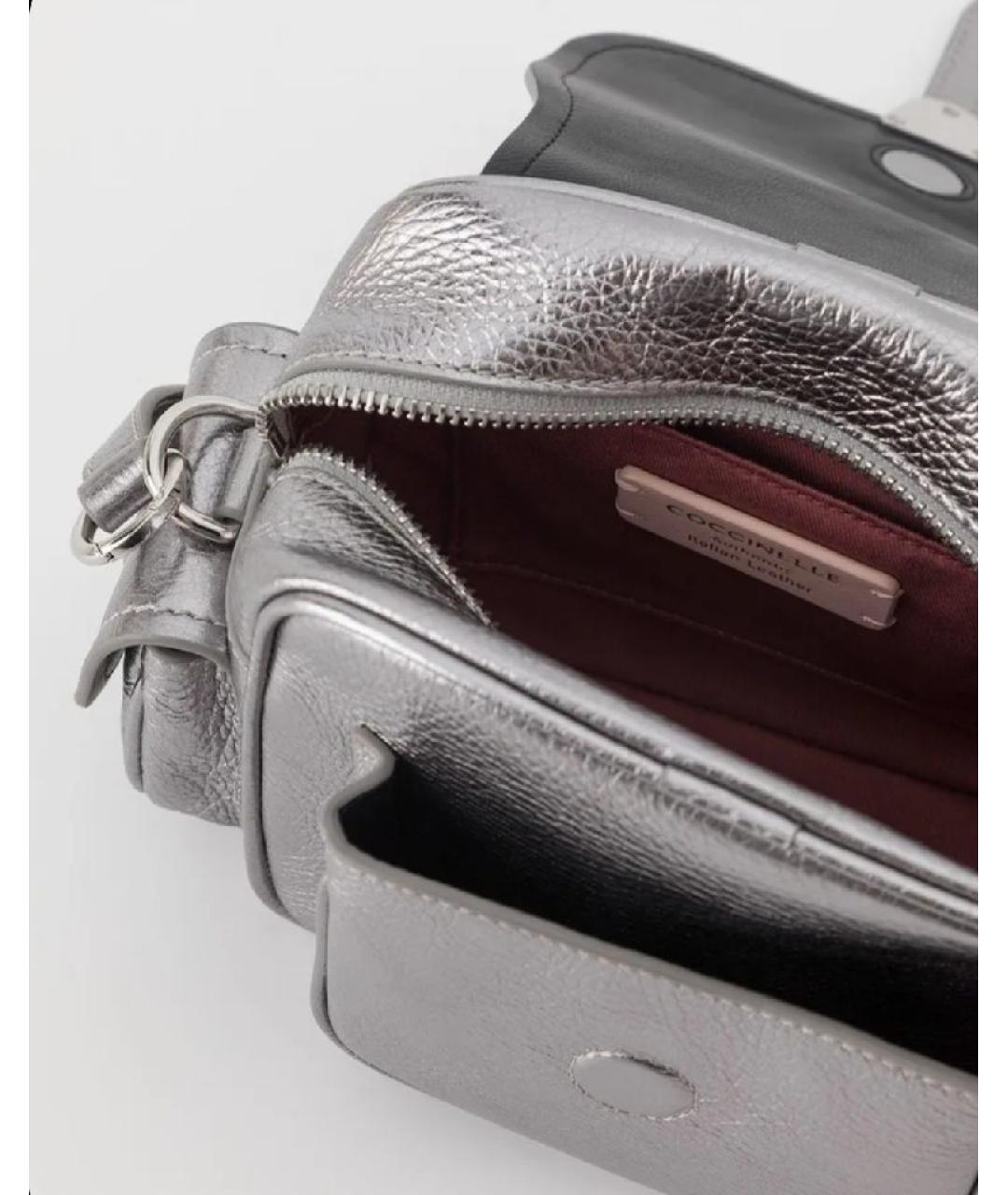 COCCINELLE Серебряная кожаная сумка через плечо, фото 3