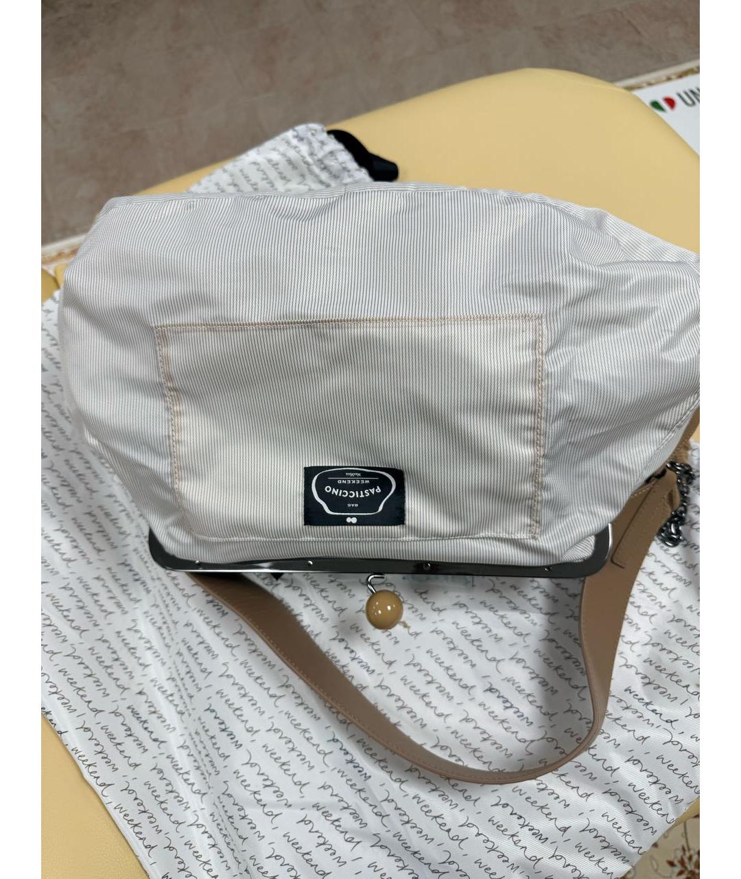 WEEKEND MAX MARA Бежевая шерстяная сумка через плечо, фото 4