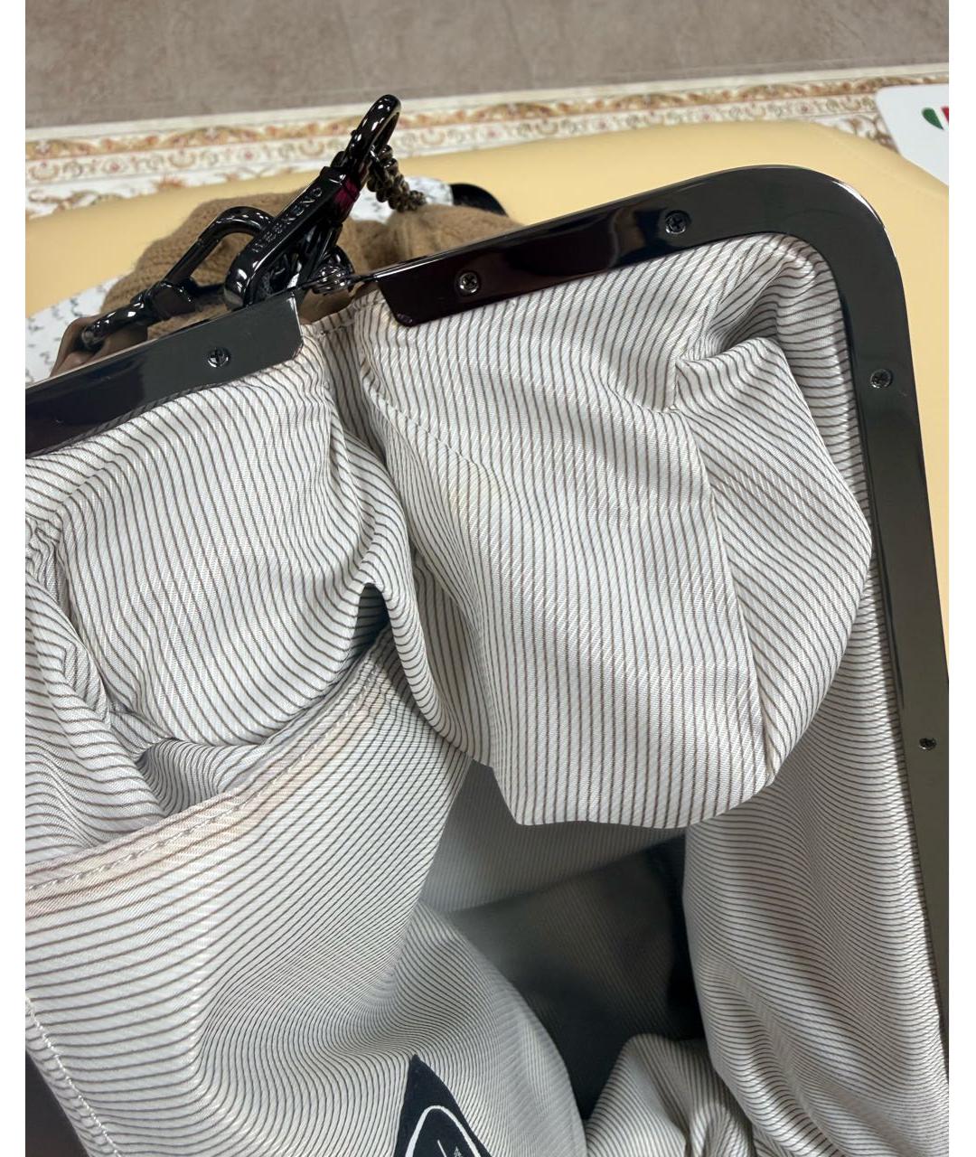 WEEKEND MAX MARA Бежевая шерстяная сумка через плечо, фото 7