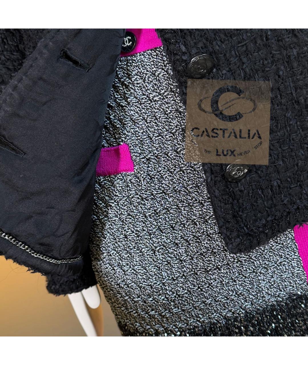 CHANEL Темно-синий твидовый жакет/пиджак, фото 7