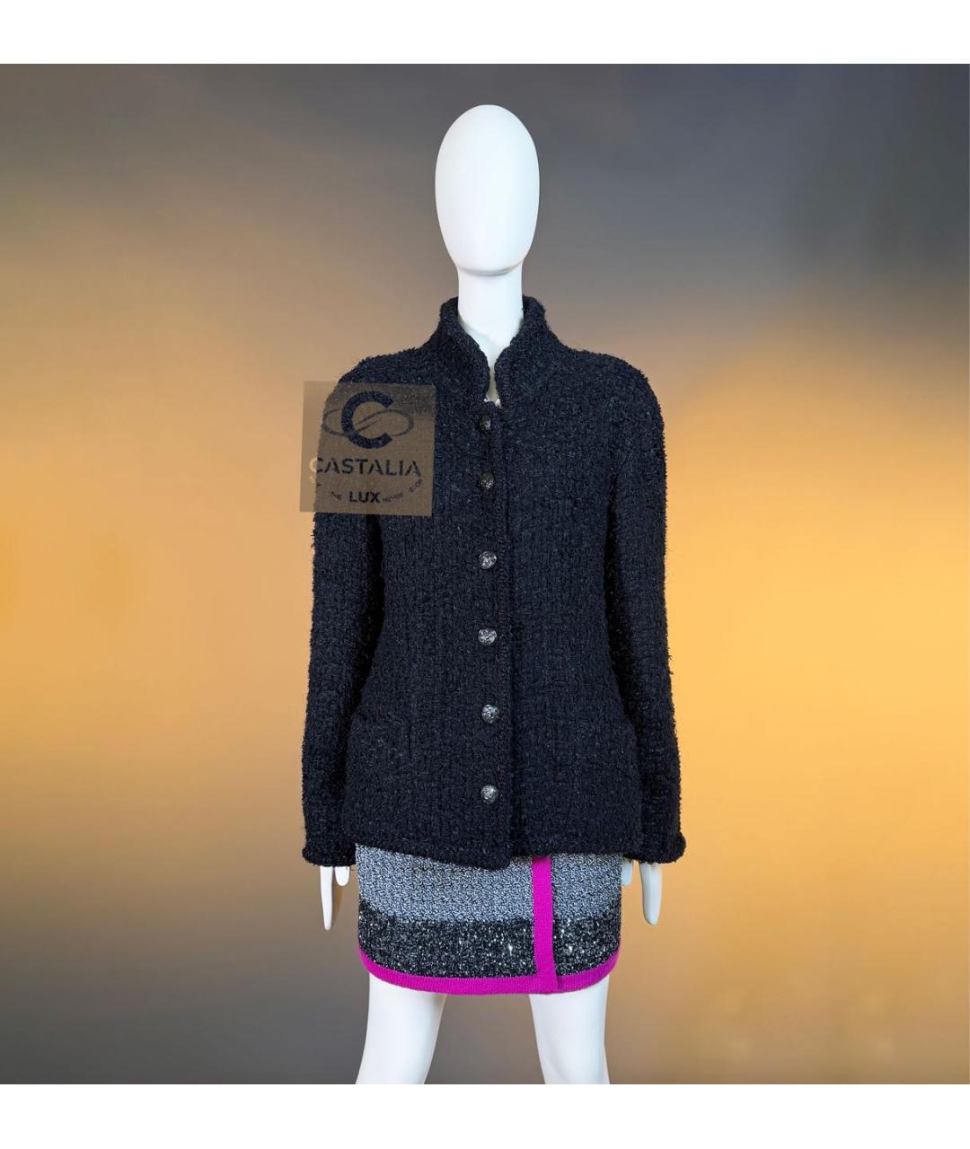 CHANEL Темно-синий твидовый жакет/пиджак, фото 6