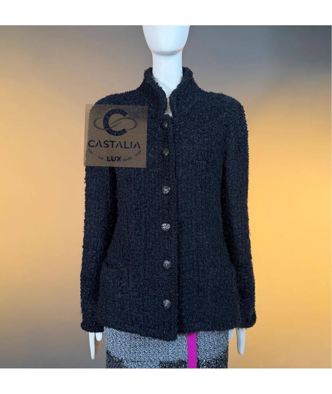 CHANEL Темно-синий твидовый жакет/пиджак, фото 3