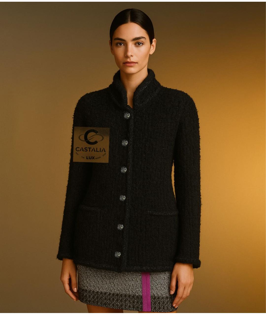 CHANEL Темно-синий твидовый жакет/пиджак, фото 2