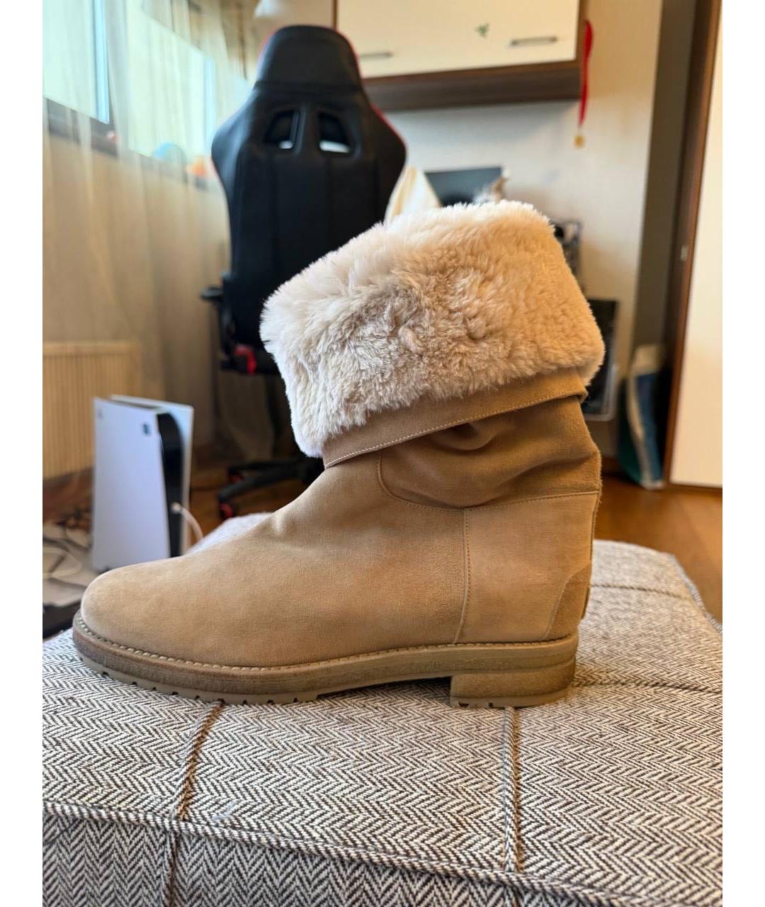 LORO PIANA Коричневые замшевые сапоги, фото 3