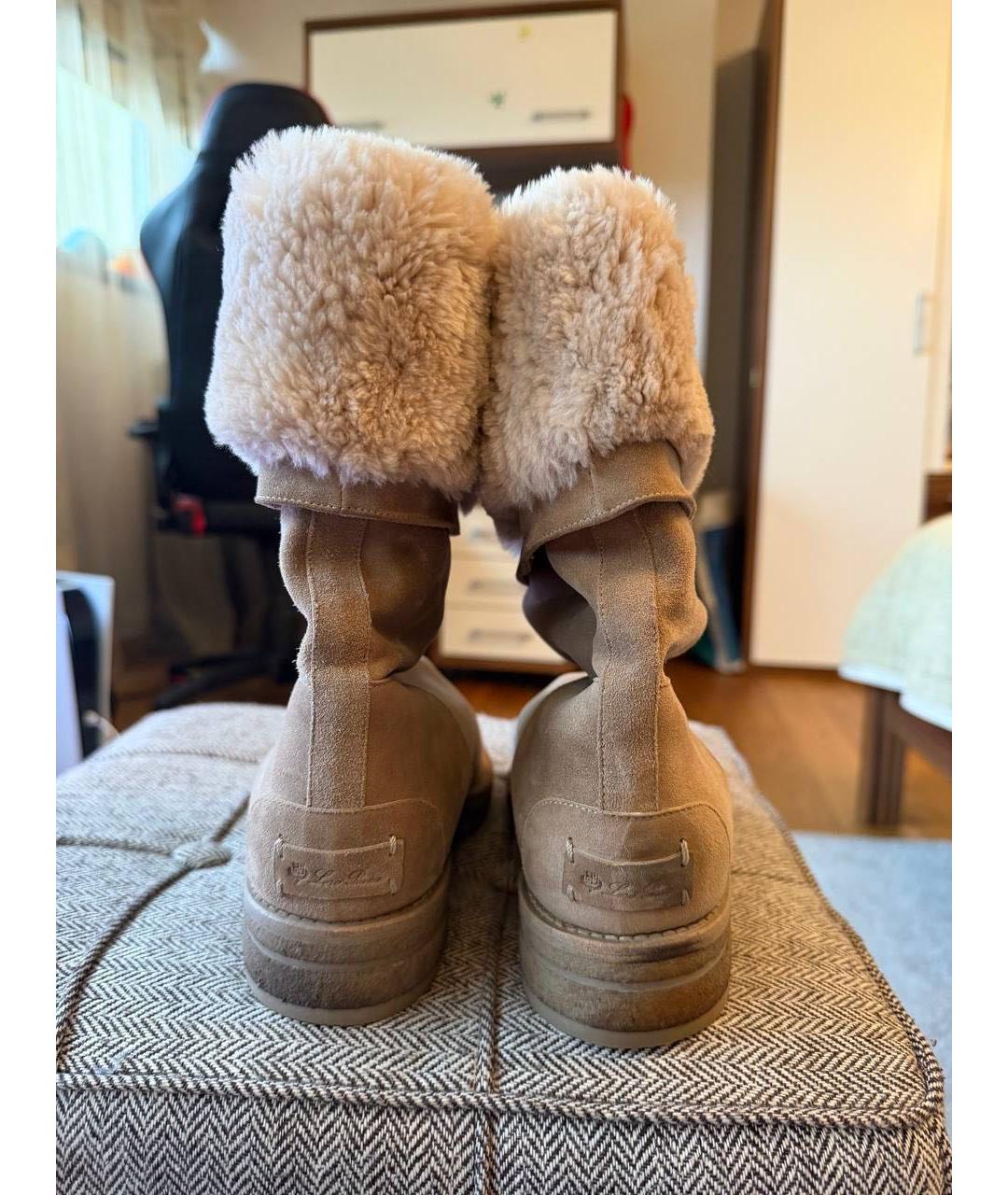 LORO PIANA Коричневые замшевые сапоги, фото 4