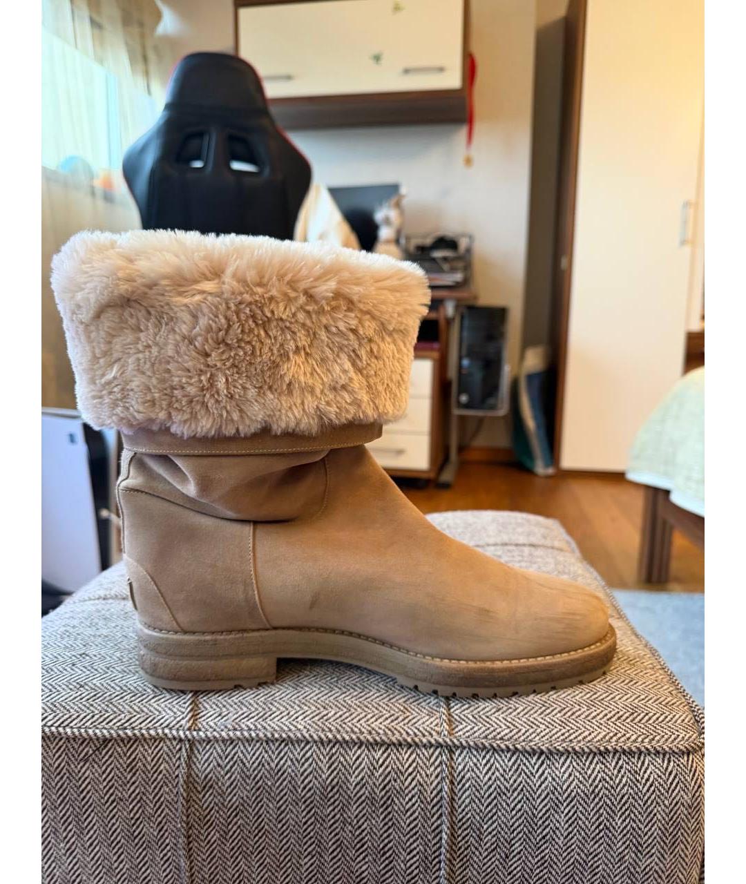 LORO PIANA Коричневые замшевые сапоги, фото 8