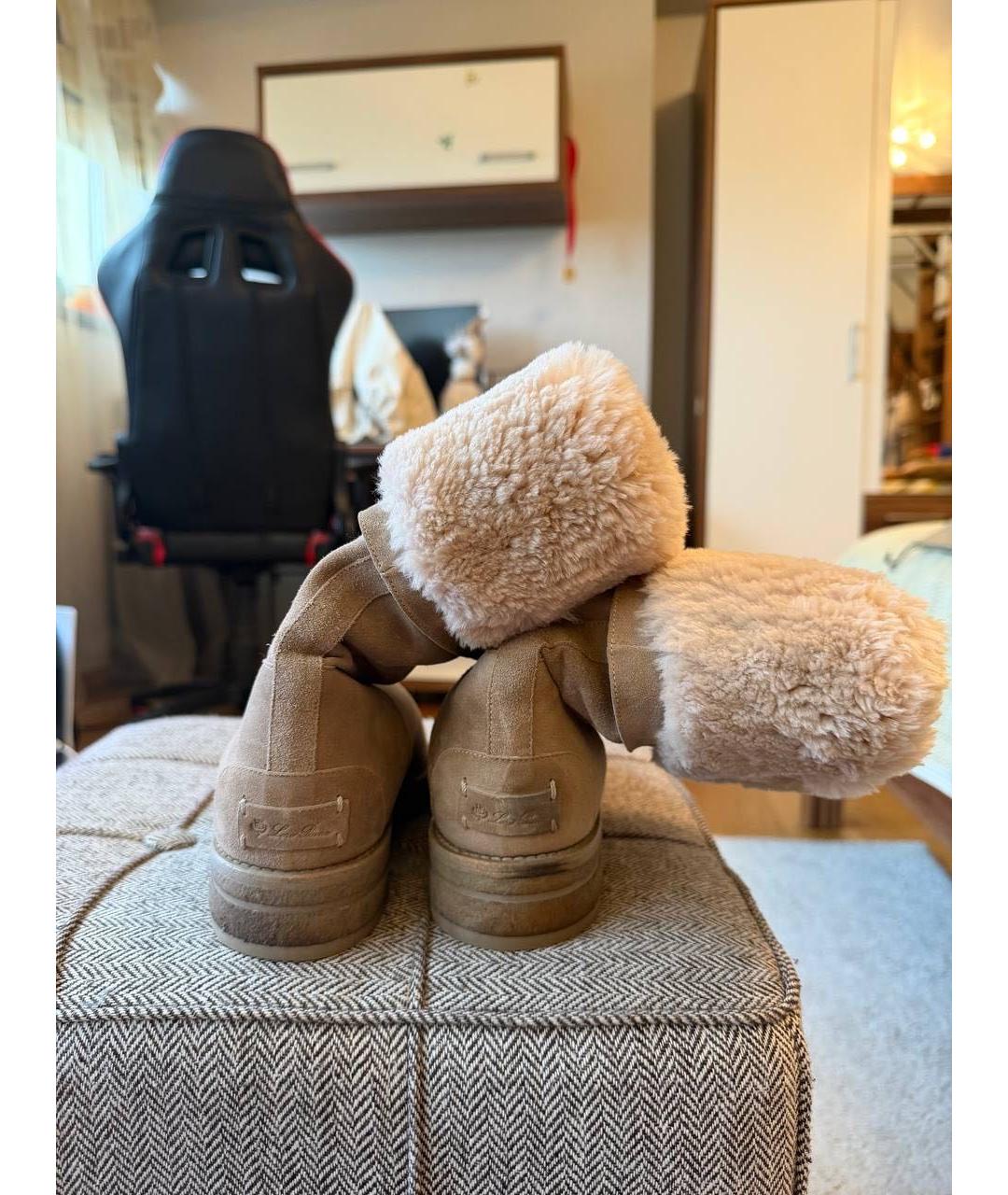 LORO PIANA Коричневые замшевые сапоги, фото 6