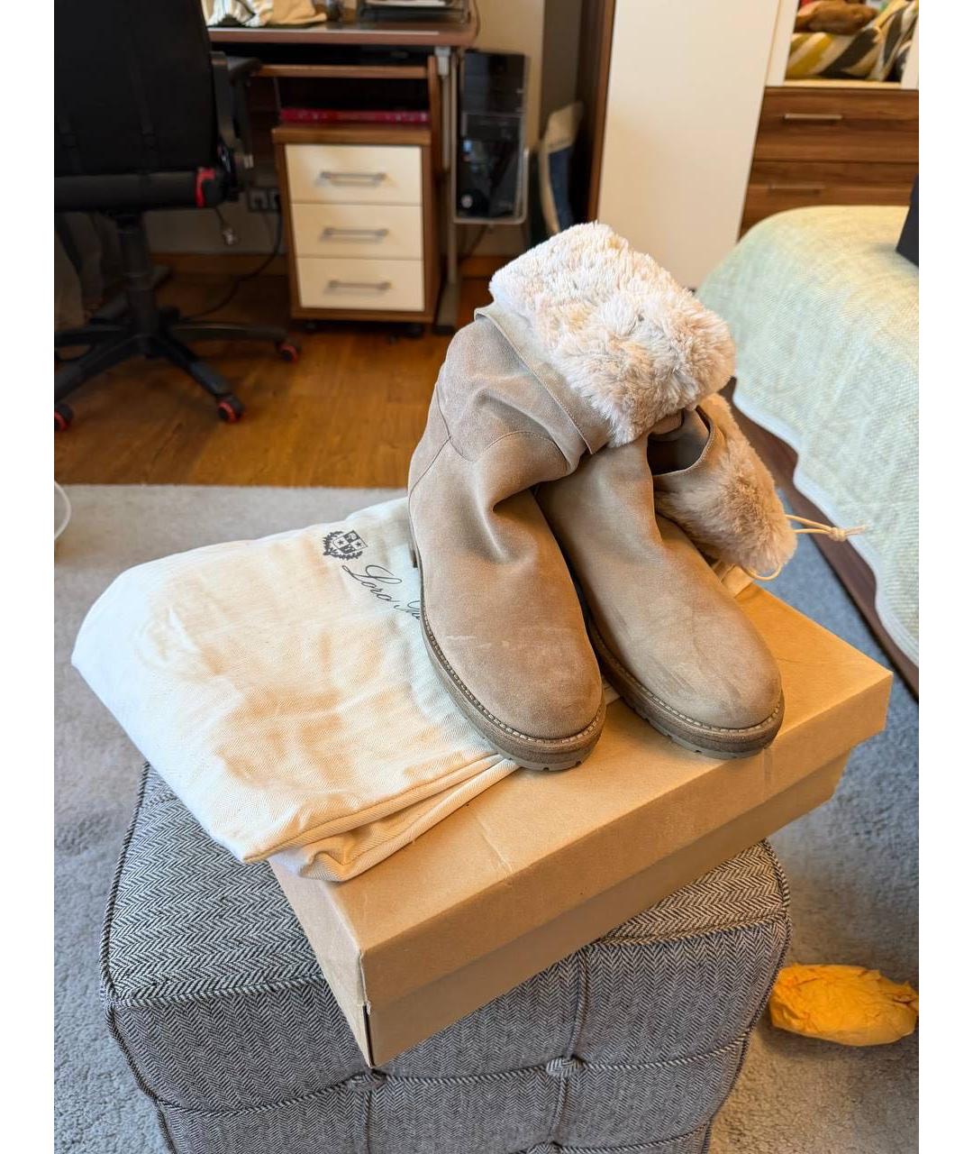 LORO PIANA Коричневые замшевые сапоги, фото 7