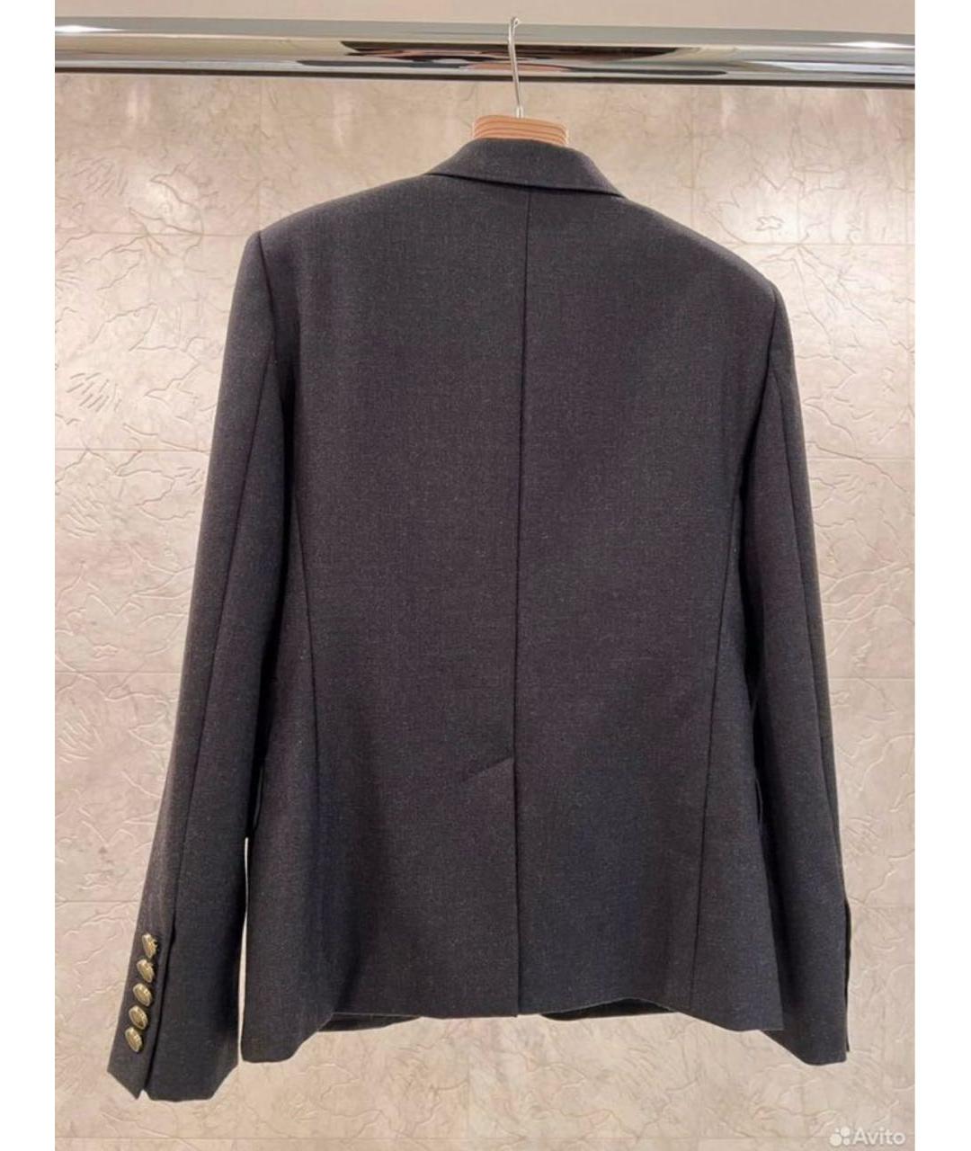 SAINT LAURENT Антрацитовый шерстяной жакет/пиджак, фото 2