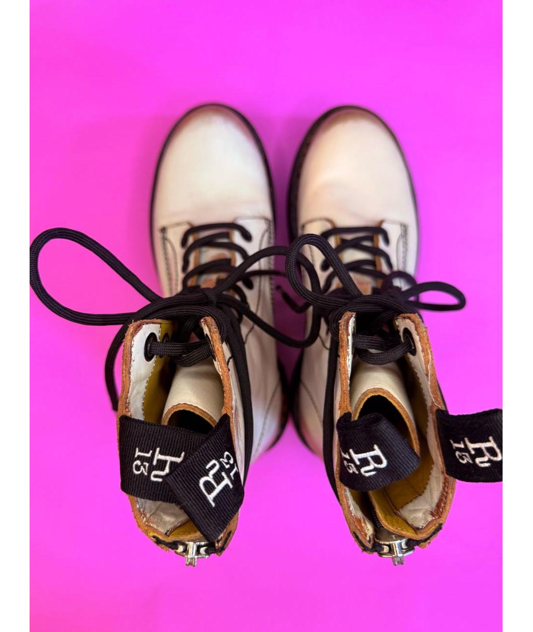 R13 Белые кожаные ботинки, фото 3