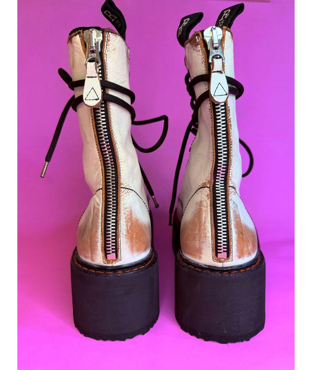 R13 Белые кожаные ботинки, фото 4