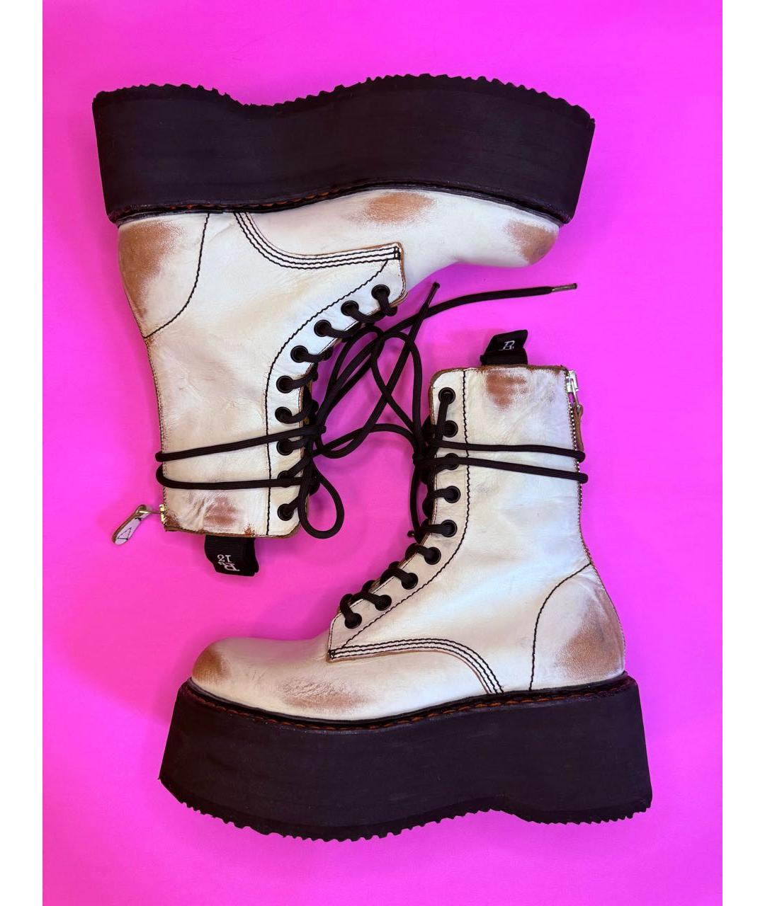 R13 Белые кожаные ботинки, фото 5