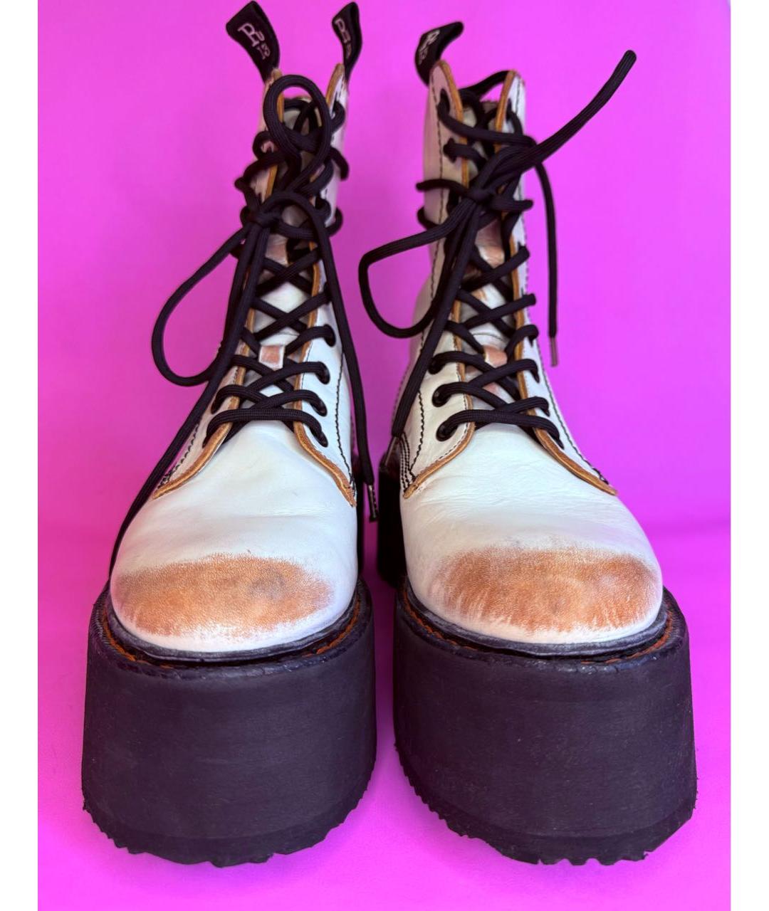 R13 Белые кожаные ботинки, фото 2