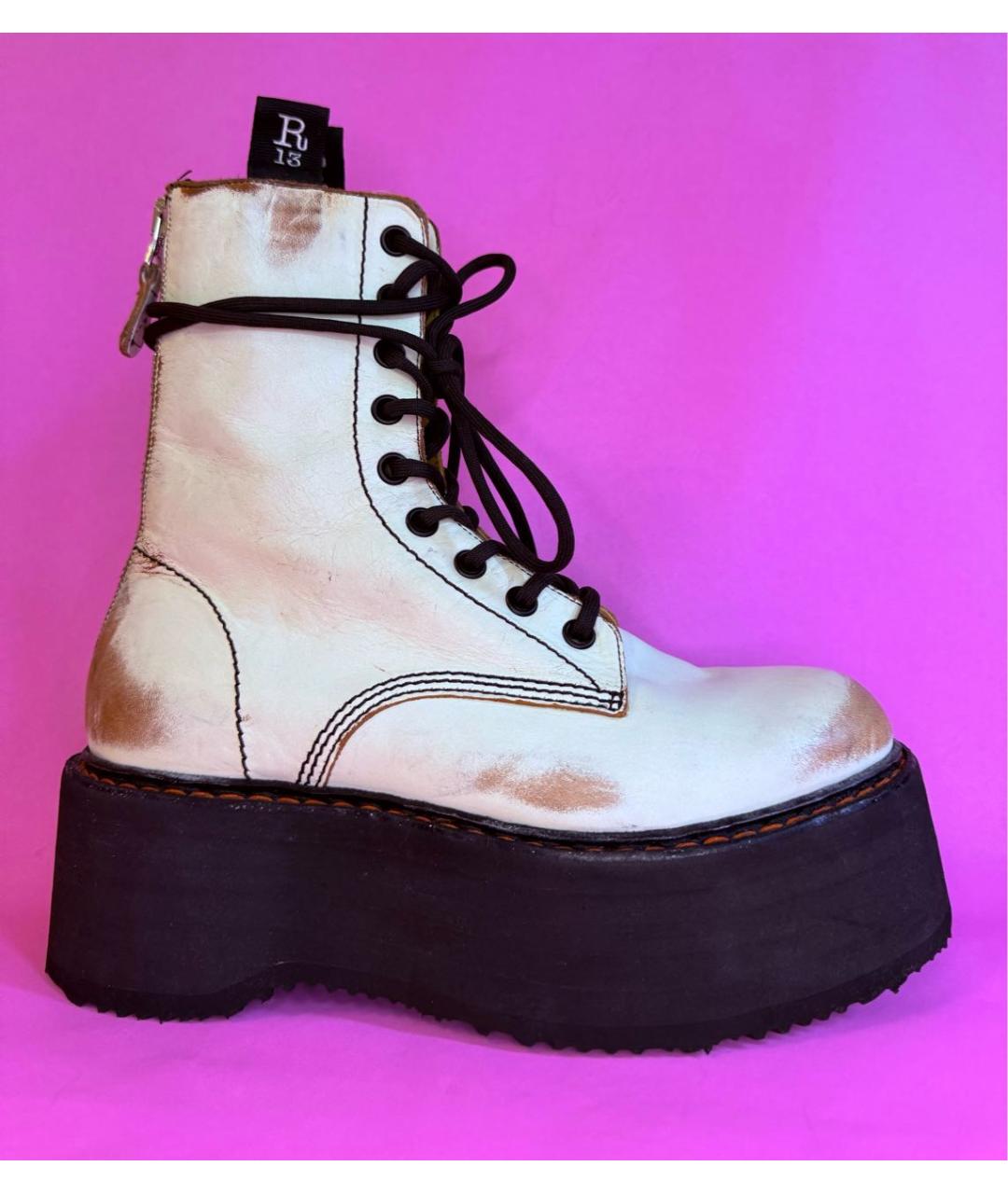 R13 Белые кожаные ботинки, фото 9