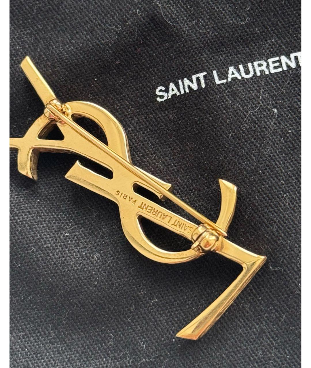SAINT LAURENT Желтая латунная булавка / брошь, фото 4
