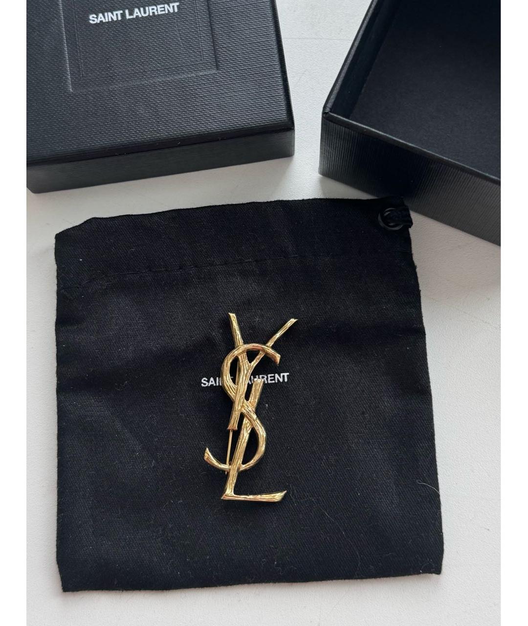 SAINT LAURENT Желтая латунная булавка / брошь, фото 2