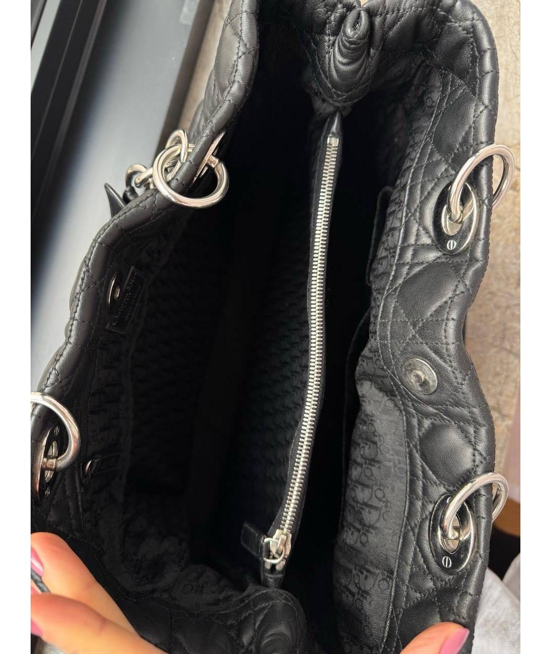 CHRISTIAN DIOR Черная кожаная сумка тоут, фото 4