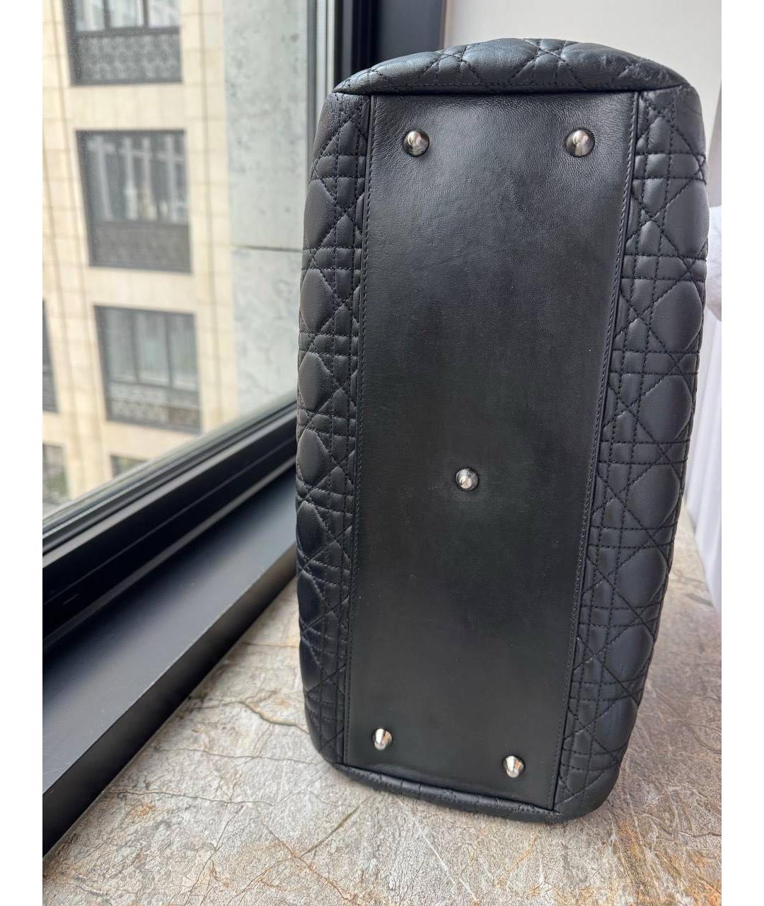 CHRISTIAN DIOR Черная кожаная сумка тоут, фото 5