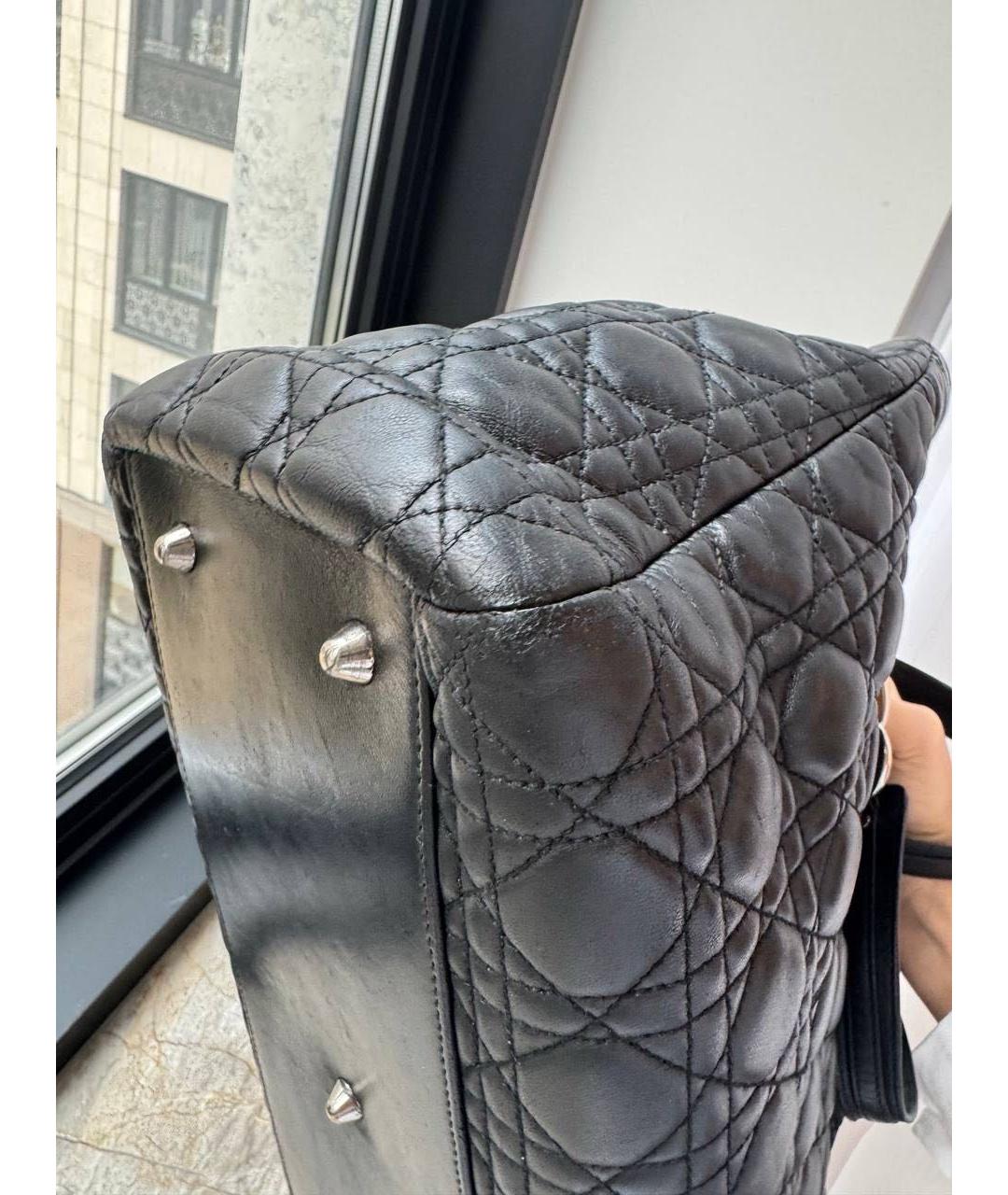 CHRISTIAN DIOR Черная кожаная сумка тоут, фото 2