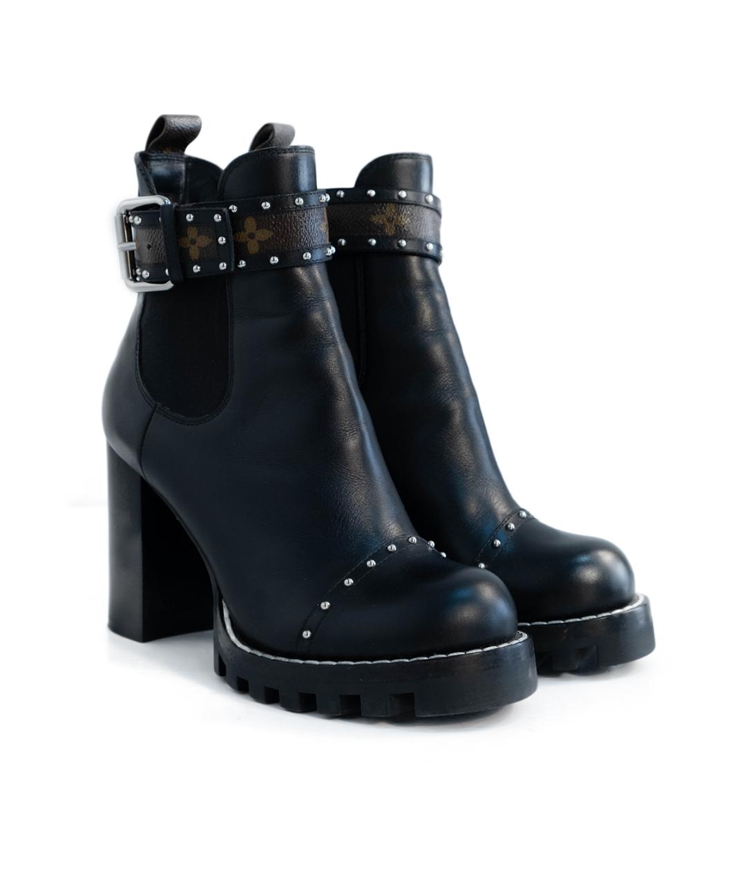 LOUIS VUITTON Черные кожаные ботильоны, фото 2