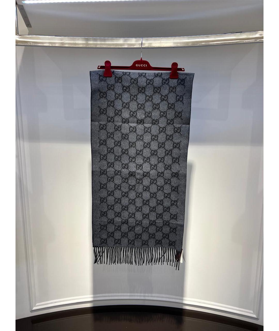 GUCCI Серый шарф, фото 2
