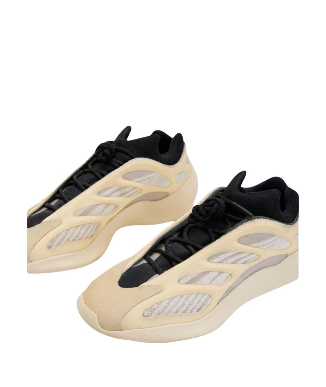 ADIDAS YEEZY Бежевые текстильные низкие кроссовки / кеды, фото 1