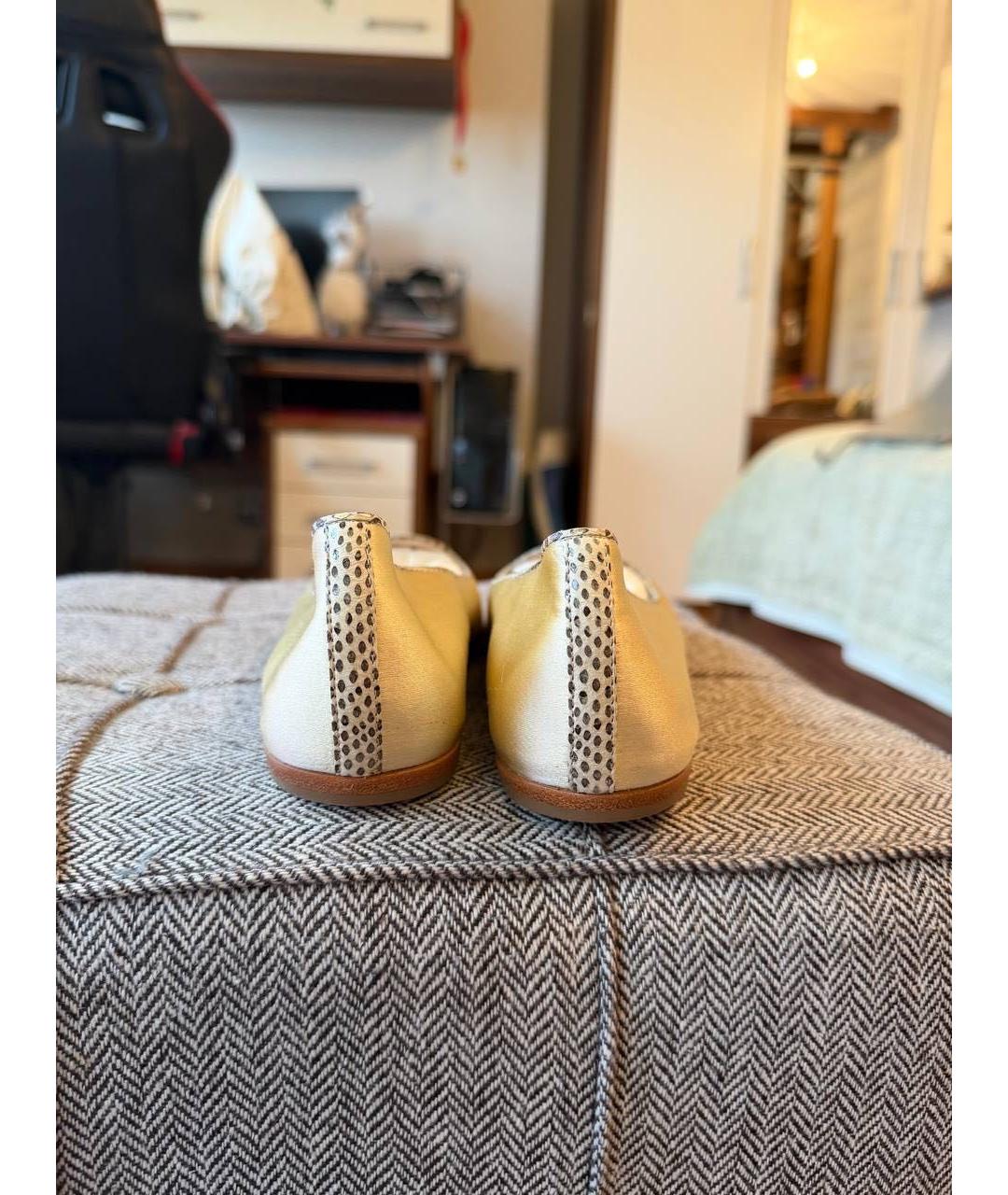 BOTTEGA VENETA Золотые текстильные балетки, фото 4