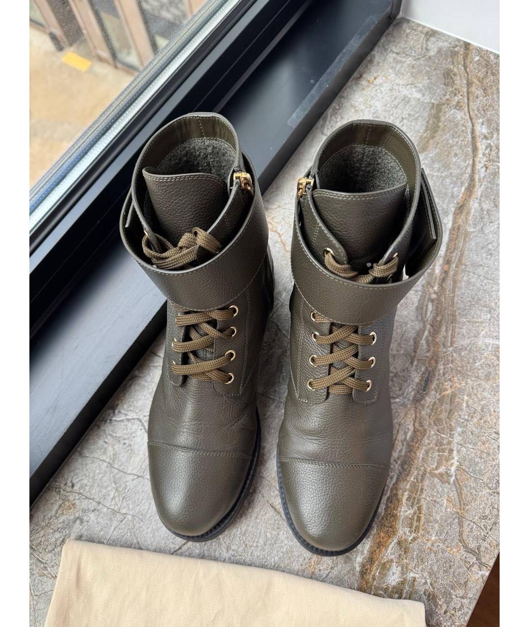 LOUIS VUITTON Зеленые кожаные ботинки, фото 3