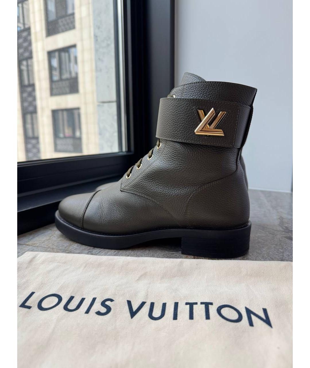 LOUIS VUITTON Зеленые кожаные ботинки, фото 7