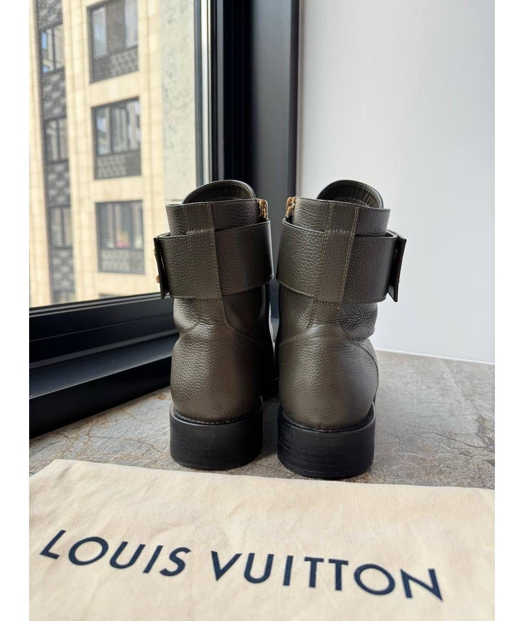 LOUIS VUITTON Зеленые кожаные ботинки, фото 4