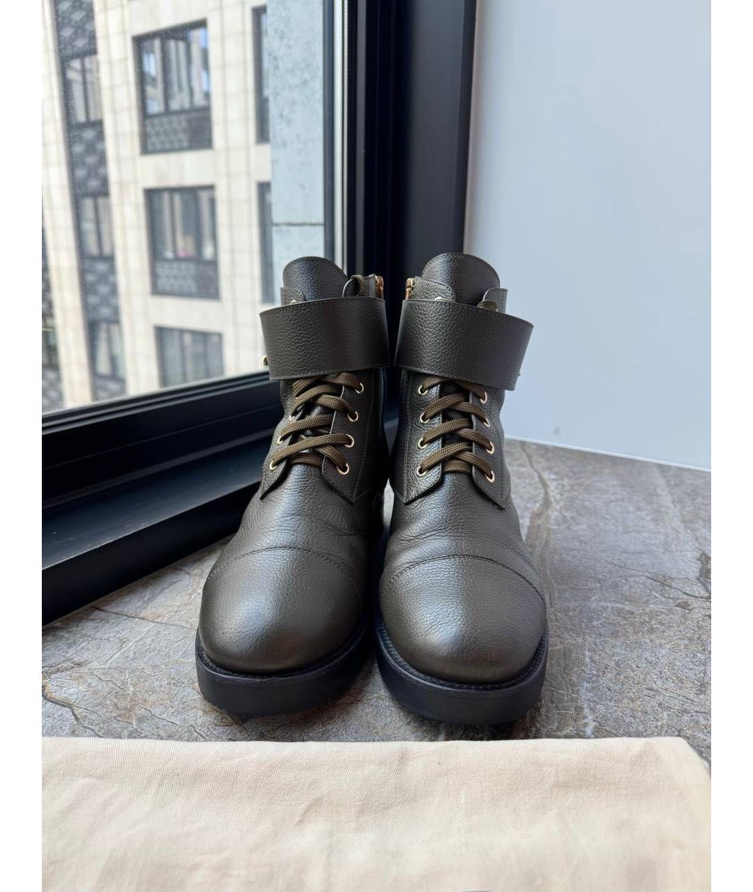 LOUIS VUITTON Зеленые кожаные ботинки, фото 2