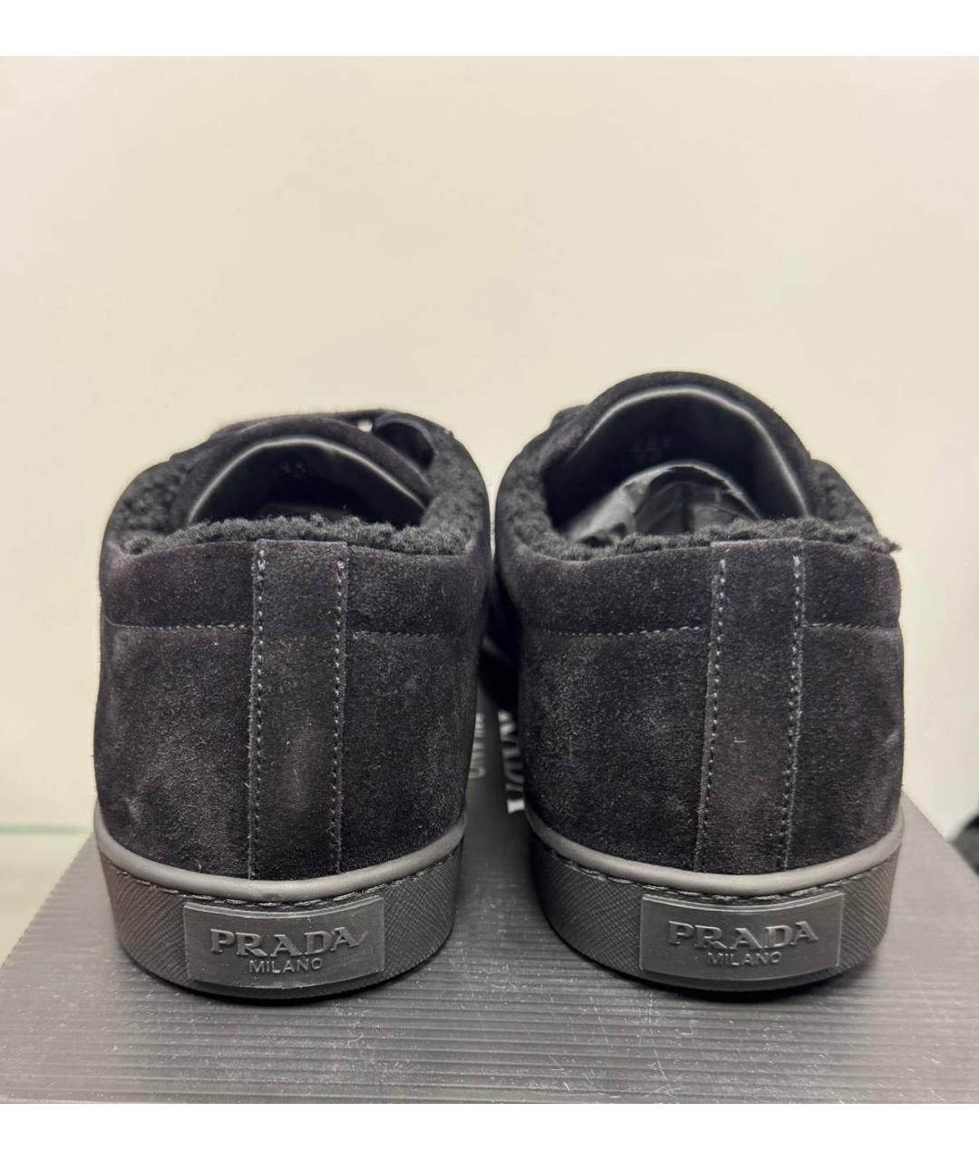 PRADA Серые замшевые низкие кроссовки / кеды, фото 4