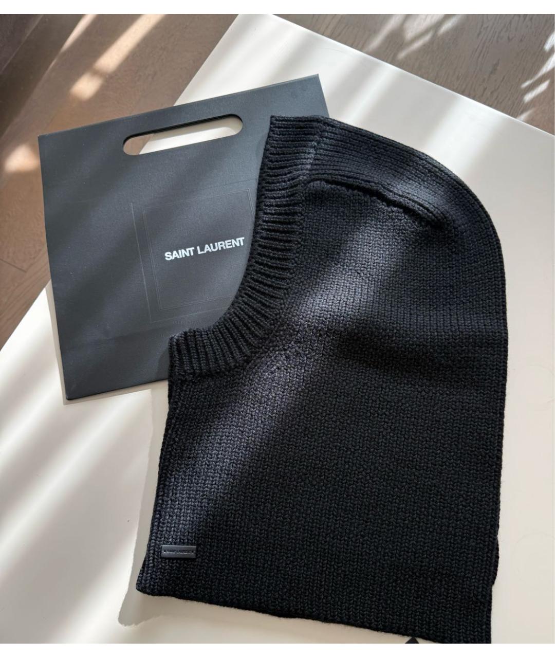 SAINT LAURENT Черная шерстяная шапка, фото 2