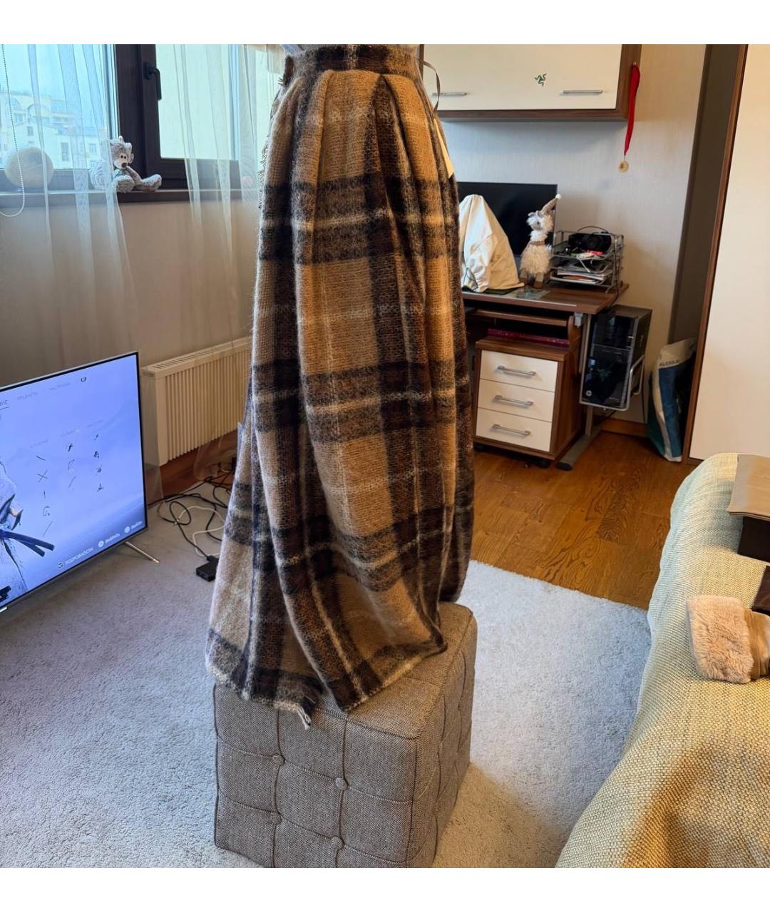 MAX MARA Коричневая шерстяная юбка макси, фото 4