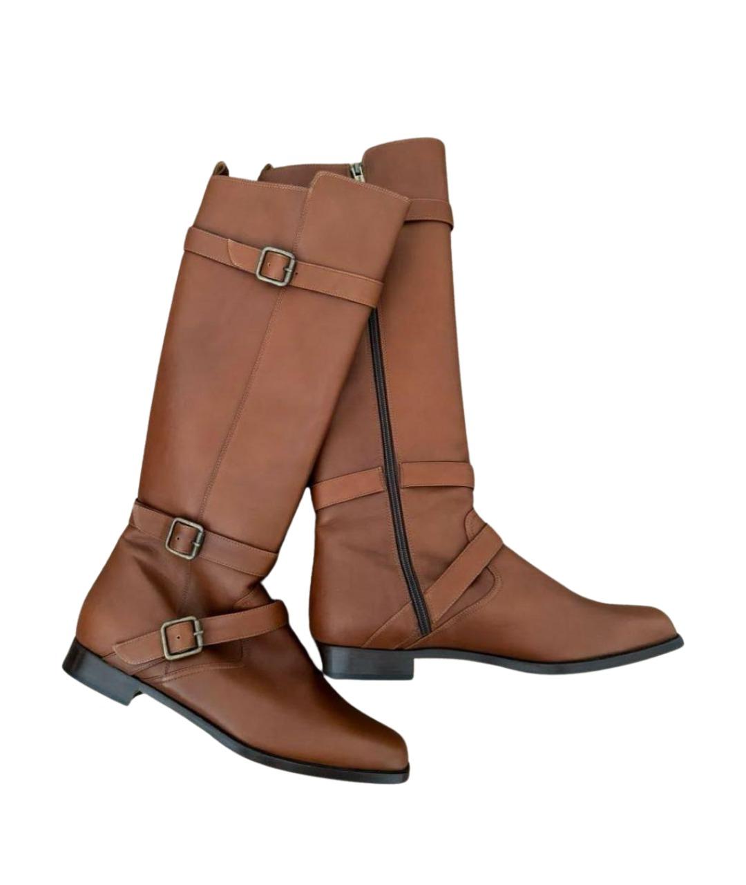 MANOLO BLAHNIK Коричневые кожаные сапоги, фото 10