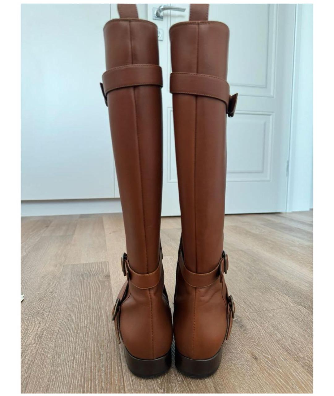 MANOLO BLAHNIK Коричневые кожаные сапоги, фото 2