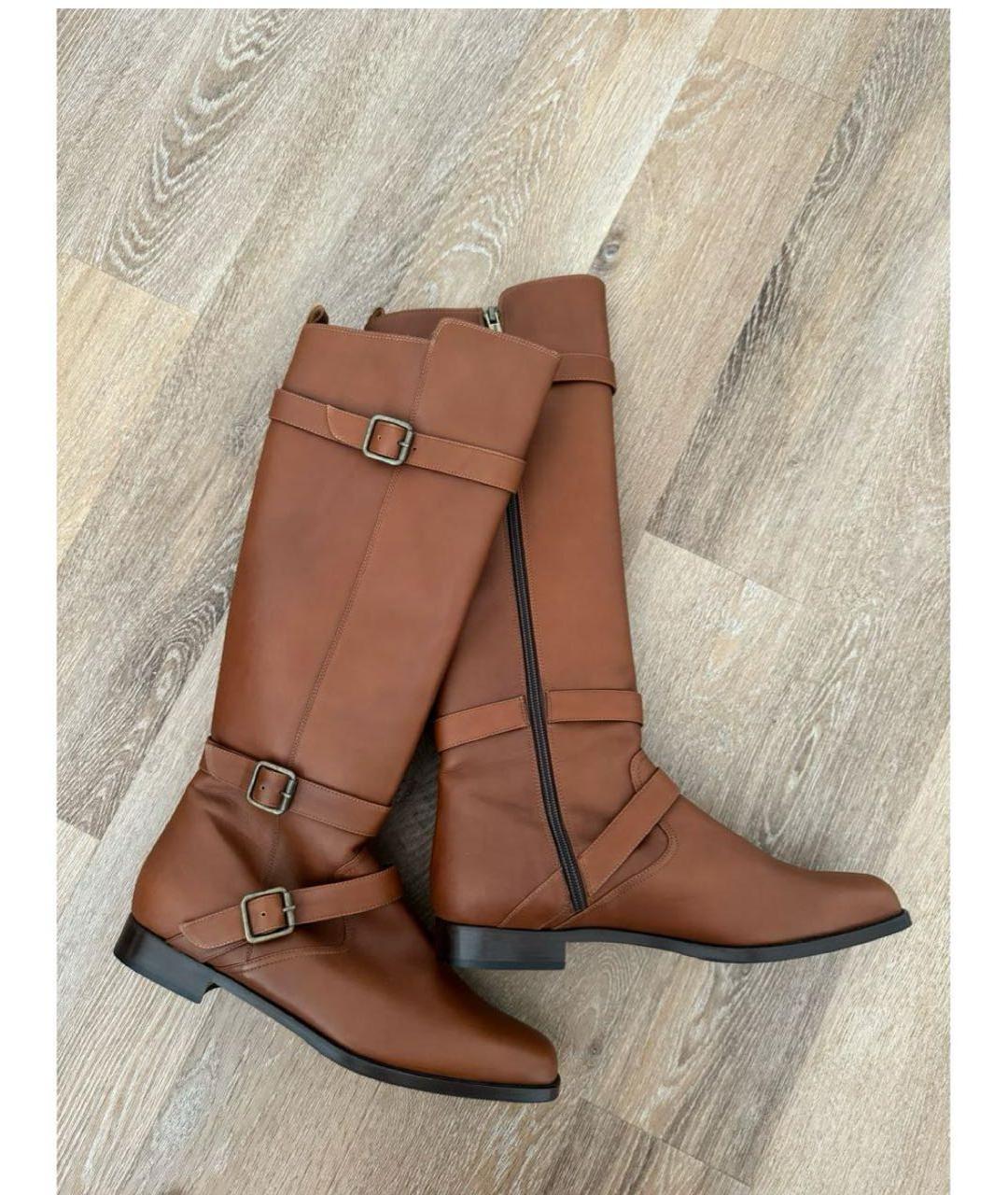 MANOLO BLAHNIK Коричневые кожаные сапоги, фото 9