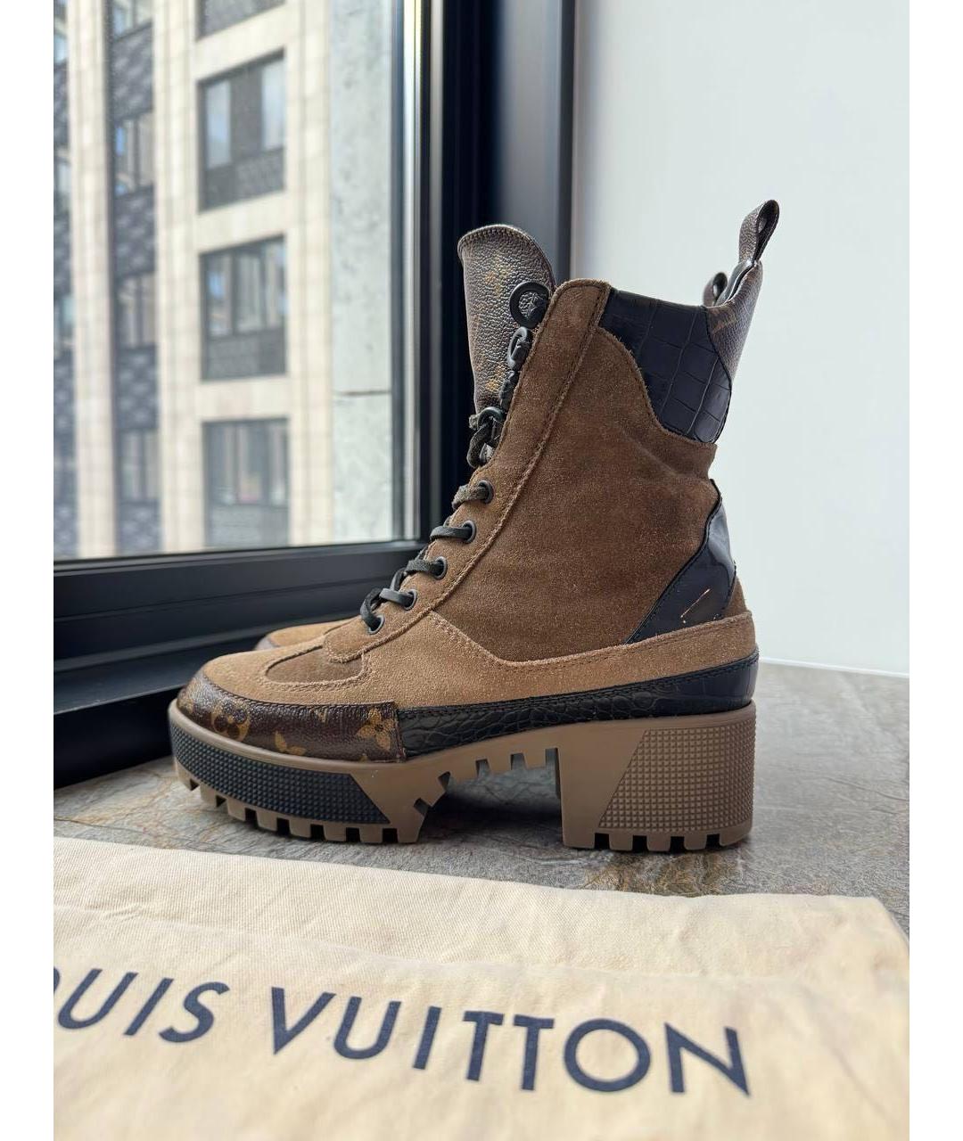 LOUIS VUITTON Коричневые замшевые ботинки, фото 6