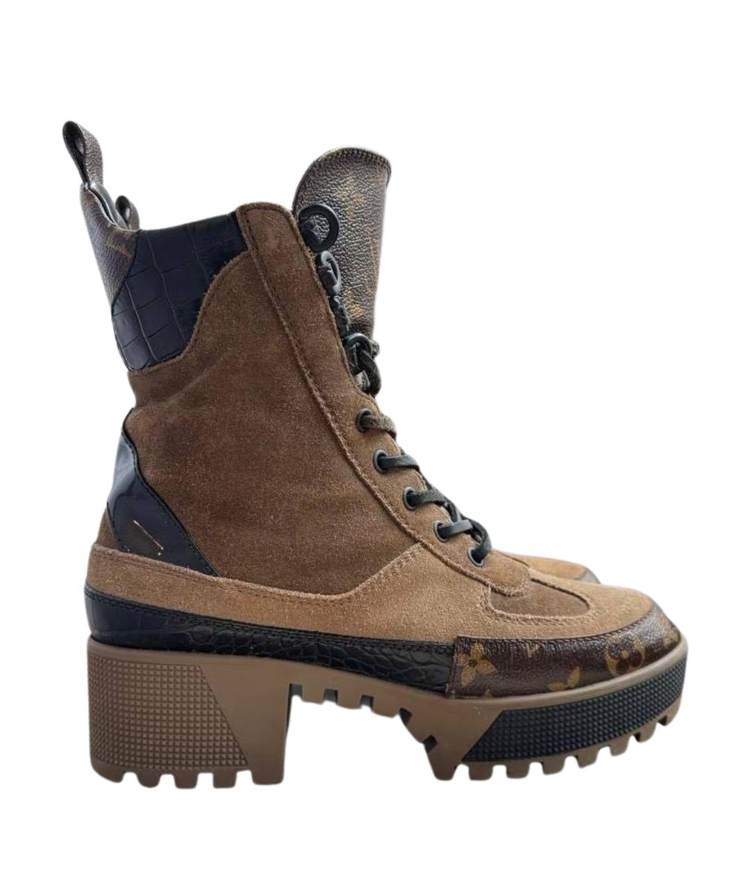 LOUIS VUITTON Коричневые замшевые ботинки, фото 1