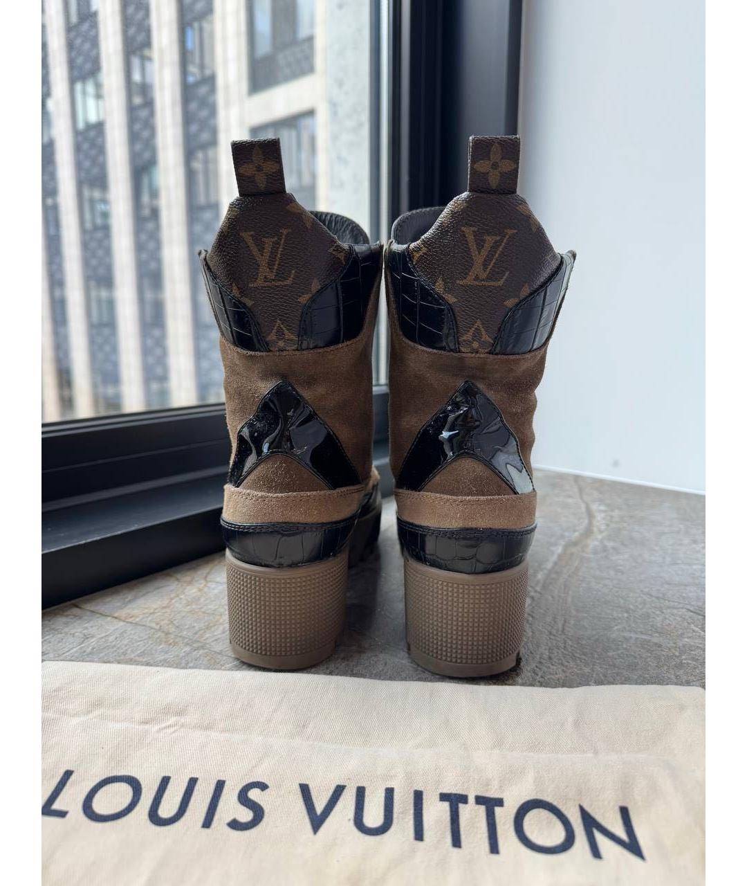LOUIS VUITTON Коричневые замшевые ботинки, фото 4
