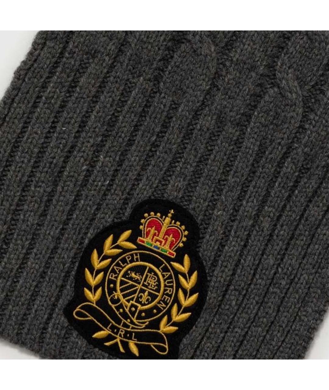 POLO RALPH LAUREN Серый шерстяной шарф, фото 4