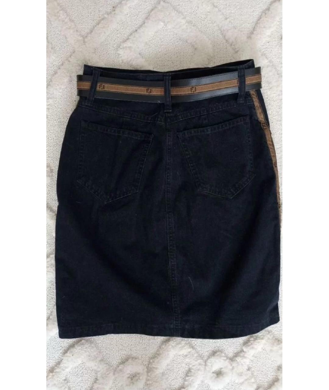 FENDI Черная деним юбка мини, фото 2