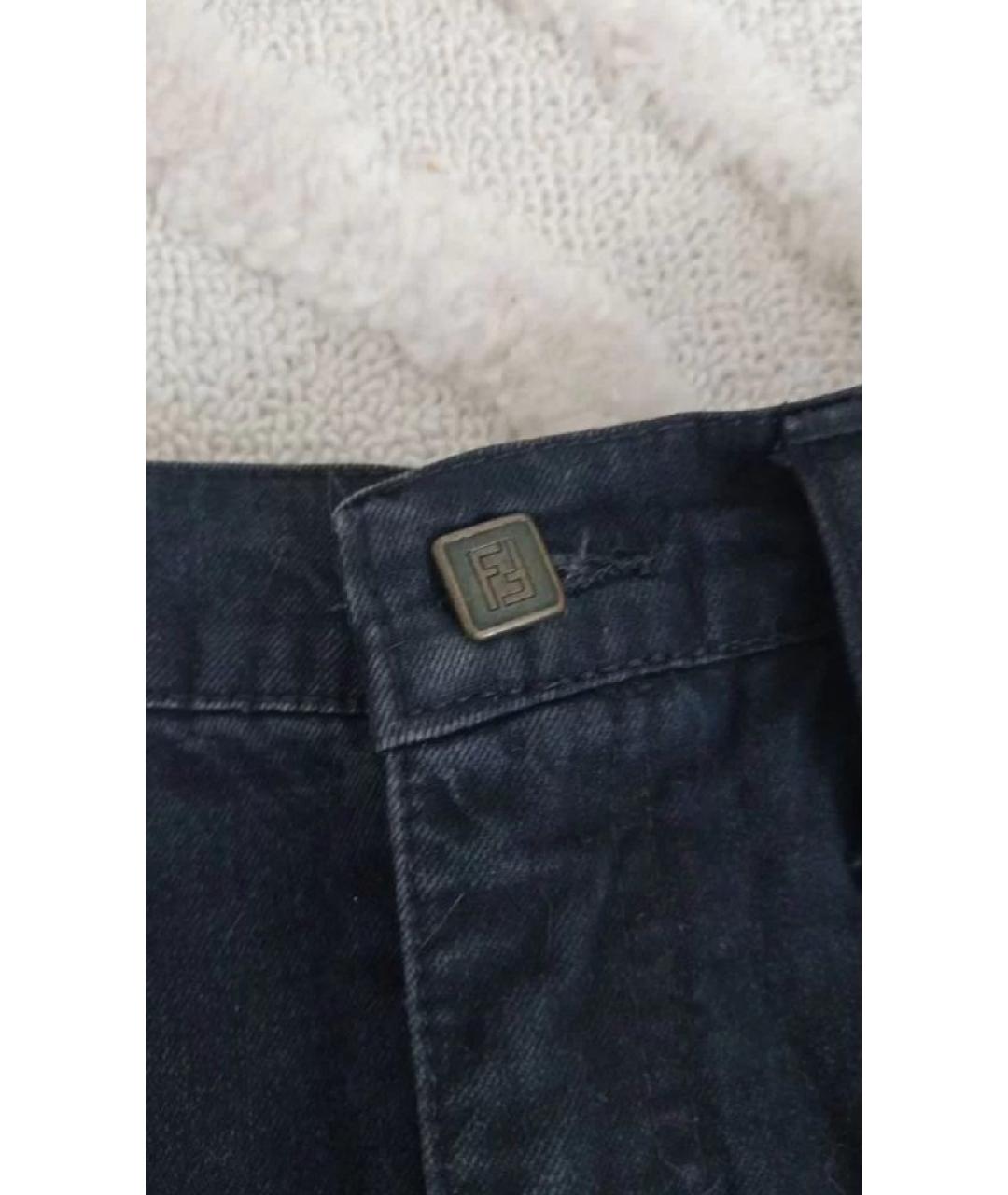 FENDI Черная деним юбка мини, фото 4