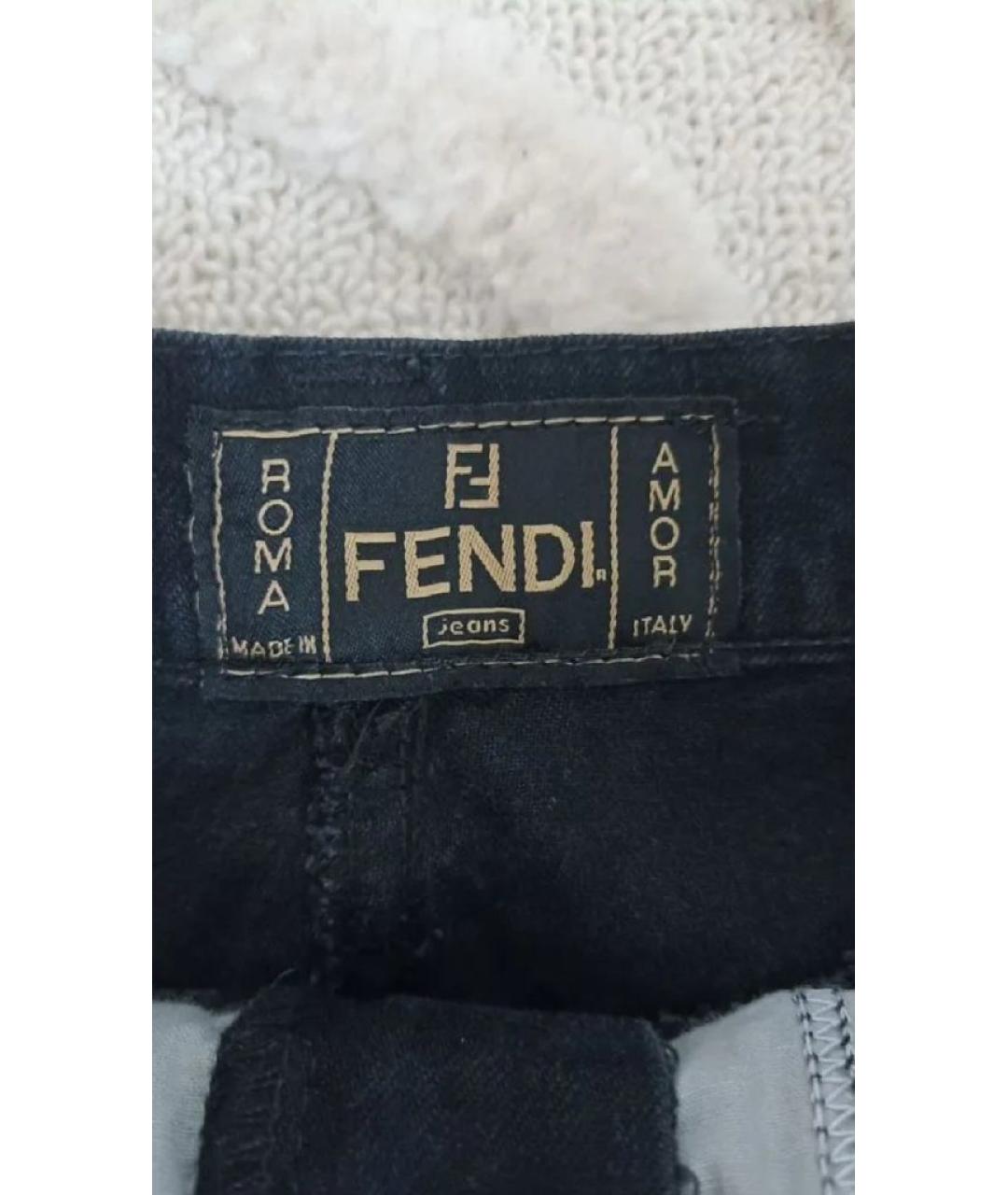 FENDI Черная деним юбка мини, фото 3