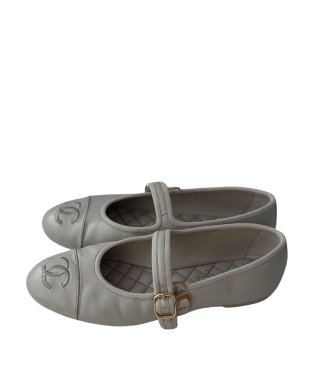 CHANEL Голубые кожаные балетки, фото 8