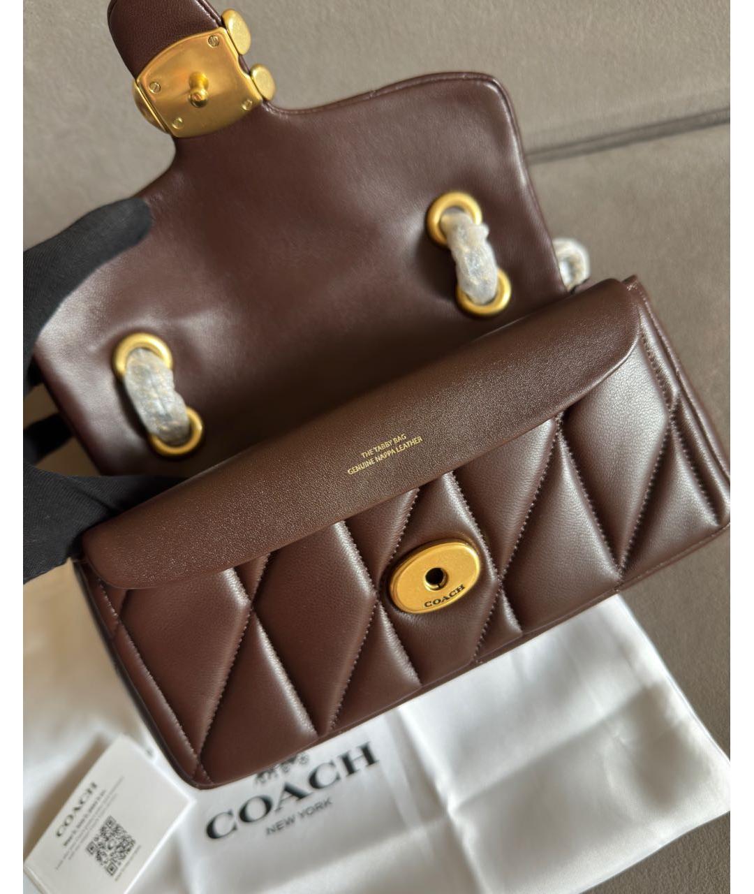 COACH Коричневая кожаная сумка через плечо, фото 4