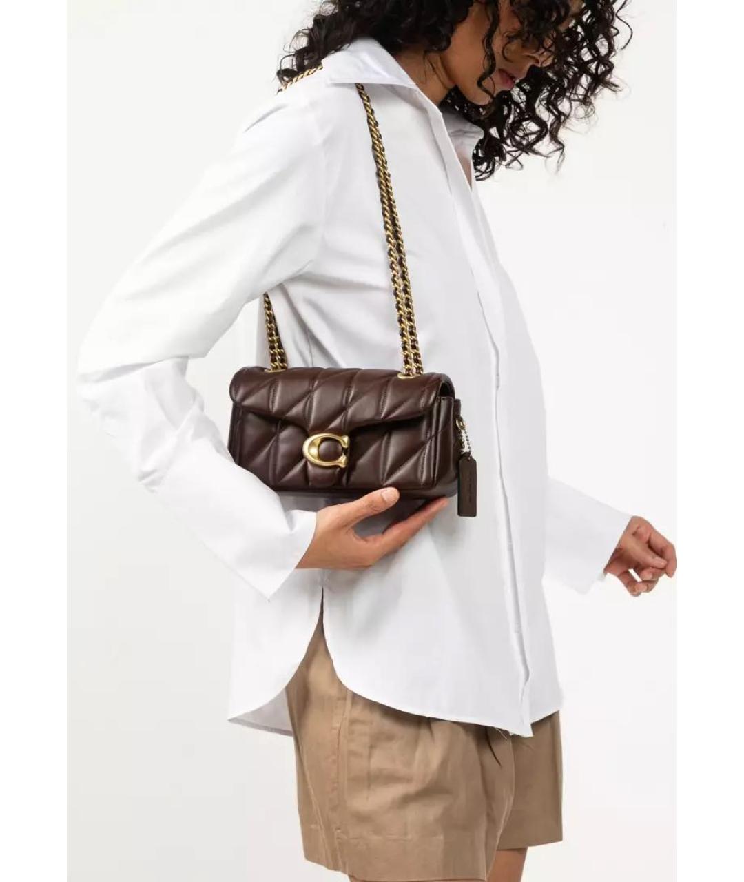 COACH Коричневая кожаная сумка через плечо, фото 6